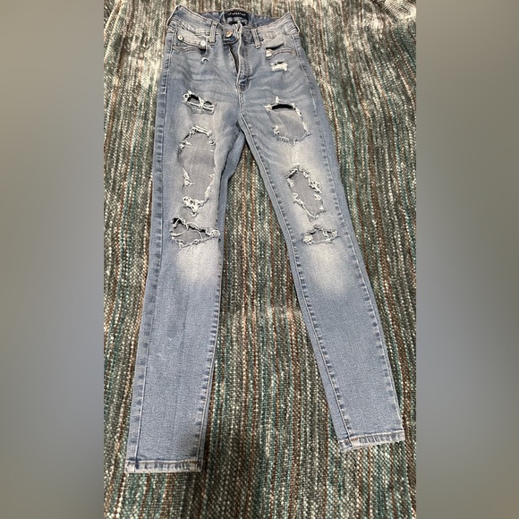 Aeropostale Denim - Aeropostale Light Blue Distressed Skinny Jeans